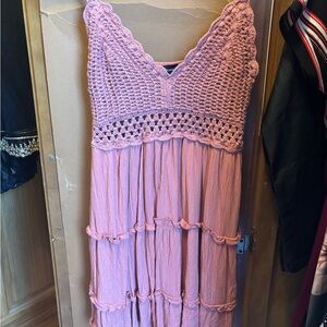 Elegant Pink Crochet Dress